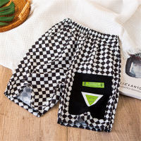 New style medium trousers summer children's plaid trousers shorts  black and white plaid
