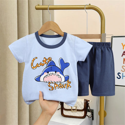 2023 new summer children's clothing, children's short-sleeved shorts suits, male and female baby T-shirts, boys and girls, cotton wholesale
