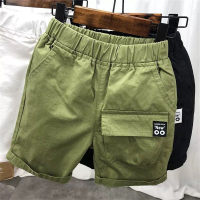 Children's shorts, summer thin, loose outer wear, five-point pants for boys and girls, summer mid-length pants, baby style overalls, trendy  Green