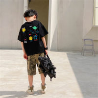 Boys' short-sleeved T-shirt cotton sweat-absorbent breathable INs summer new children's baby half-sleeve  Black