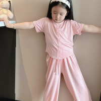 New spring and summer girls sports stylish loose modal casual pajamas home clothes suit  Pink