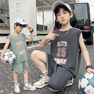 Verão crianças basquete bebê de manga curta camiseta l terno esportivo conjunto de 2 peças