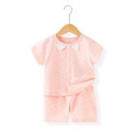 Boys suit pure cotton summer baby two-piece suit summer girls short-sleeved shorts baby clothes children's summer clothes trend  Pink