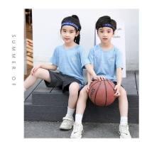 Summer children's short-sleeved suit T-shirt boys and girls sportswear thin quick-drying clothes medium and large children's shorts two-piece suit  Light Blue
