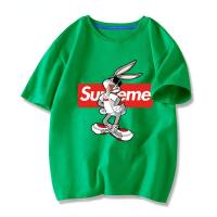 T-shirt garçon manches courtes été enfant moyen et grand enfant marque tendance lapin pur coton garçon T-shirt haut vêtements pour enfants  vert