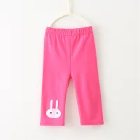 Summer children's versatile cartoon rabbit five-cent girls' leggings cotton pants children's pants  Hot Pink