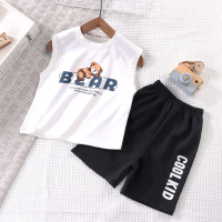 Medium and large children's sleeveless tops, shorts, sports T-shirts, bottoming shirts, children's vest suits, summer children's clothing  White