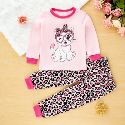 Sweet and fashionable leopard print pure cotton long-sleeved home clothes