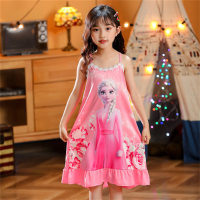 فستان نوم للأطفال صيفي بحمالات تنورة فتاة الأميرة كارتون قطعة واحدة ملابس منزلية بيجامة  متعدد الألوان