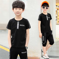 ملابس صيفية جديدة للأطفال موضة الصيف المتوسطة والكبيرة للأطفال الأولاد النسخة الكورية الصيفية الوسيم  أسود
