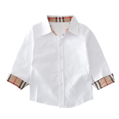 Camisa para niños Oxford de algodón puro, camisa blanca para niños, camisa a cuadros británica para niño