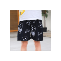 Summer children's thin printed beach shorts  Black