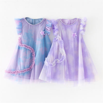 New children's skirt, mesh gradient fairy skirt, big children's love flower dress, children's tutu skirt