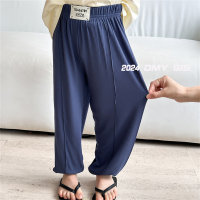 Children's modal pants summer boys and girls trousers thin anti-mosquito socks loose casual pants  Navy Blue