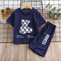 Summer new T-shirts for boys and girls, baby tops for big and medium-sized children, fashionable T-shirts for babies, suits  Navy Blue