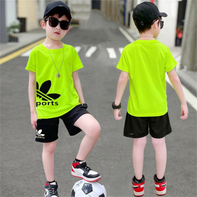 Boys' sports suit, children's clothing, medium and large children's quick-drying basketball uniform, casual short-sleeved shorts, two-piece set, children's summer short T-shirt