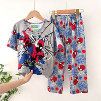 24 new children's pajamas boys and girls summer thin short-sleeved trousers boys children summer children air conditioning home  Gray