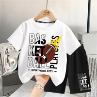 Boys T-shirt short-sleeved pure cotton 2024 new children's clothing summer thin loose white half-sleeved trendy brand medium and large children's suit  White