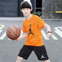 Maglia estiva da ragazzo ad asciugatura rapida, pantaloncini uniformi da basket, maglia sportiva in due pezzi  arancia