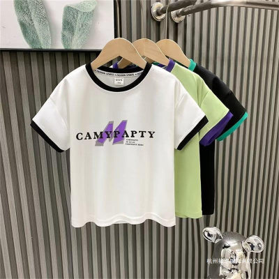 Kurzarm-T-Shirt aus reiner Baumwolle für Kinder, Sommermode, Rundhals-T-Shirt