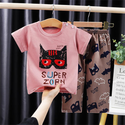 Summer children's clothing, children's air-conditioning clothing suits, pure cotton baby short-sleeved T-shirts, trousers, home clothes, boys and girls pajamas