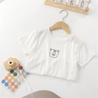 T-shirt à manches courtes pour enfants, couleur bonbon, col rond, en soie glacée, haut pour garçon et bébé fille, nouvelle collection été 2024  blanc