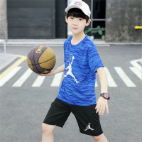 Boys summer quick-drying suit vest basketball suit shorts two-piece sports jersey  Blue