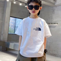New short-sleeved T-shirt trendy brand stylish handsome medium and large children's clothing summer new tops  White