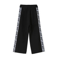 Girls loose trousers letter fashion trousers  Black