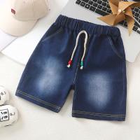 Pantalones casuales de mezclilla para niños finos de verano.  Azul marino