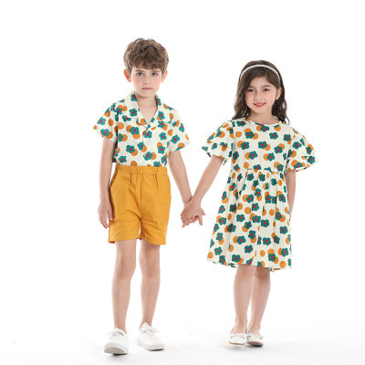 Xia Xin Boys' Shirt Printed Short Sleeve Breathable Children's Shirt Set Loving Boy Baby Clothing