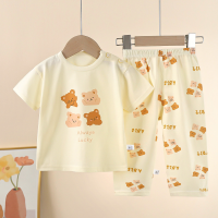 Traje de manga corta para niños Camiseta de verano de algodón puro para bebés Ropa de hogar para niños Ropa Pijamas para niñas Ropa de verano Ropa para niños  Multicolor