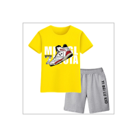 Children's clothing boys short-sleeved shorts suits for middle and older children handsome sports two-piece suits  Black