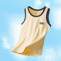 24 Summer new children's vest boy combed cotton thin waistcoat middle and large children boy bottoming shirt I-shaped A type  Yellow