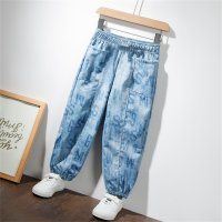 Children's fashion imitation cotton jeans boys and girls cool breathable loose casual pants  Multicolor