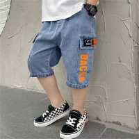 Children's shorts summer thin jeans boys medium and large children's casual shorts  Blue