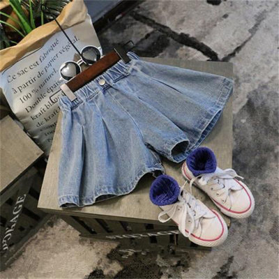 Shorts para meninas roupas externas estilo verão roupas infantis estilo coreano novas calças infantis bebê plissado jeans infantis médios e grandes