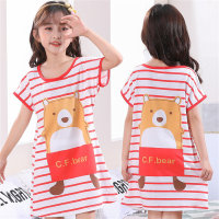 Summer short-sleeved girls baby thin little girl cartoon pajamas medium and large children's home clothes  Multicolor