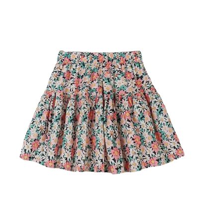 Falda corta para niñas, falda floral de media longitud de verano, falda tipo paraguas de corte A, falda tutú antiexposición