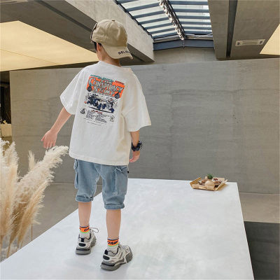 Jungen Kurzarm T-Shirt Baumwolle Schweißabsorbierend Atmungsaktiv Sommer Locker Oberteil