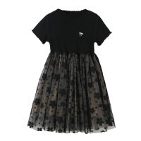Summer new style puffy gauze skirt, Japanese and Korean big children's princess skirt, fashionable children's skirt  Black