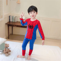 Conjunto de pijama de dos piezas, elegante y atractivo, de algodón puro para el hogar para niños  rojo