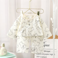 Children's summer suit pajamas three-quarter sleeve home clothes boys and girls air-conditioned clothes  Multicolor