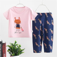 2-piece thin breathable home wear suit short-sleeved trousers daily casual wear  Pink