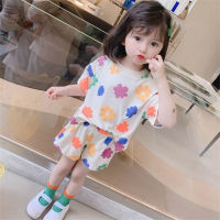 2024 new home clothes for boys and girls baby air-conditioning clothes thin short-sleeved sports tops suit two-piece suit  White
