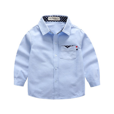 Children's long-sleeved solid color embroidered versatile children's shirt