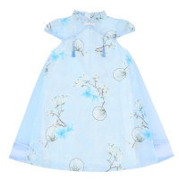 Nuevo vestido floral para niñas.  Azul