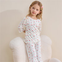 New summer children's home clothes suit modal cotton boneless baby air-conditioning clothes three-quarter sleeve children's pajamas  White