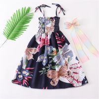 Robe de plage fille bohème robe enfant vacances bord de mer bébé robe enfant robe à bretelles  Multicolore