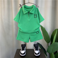 New style baby sports clothes small and medium children's clothing handsome casual short-sleeved suit  Green